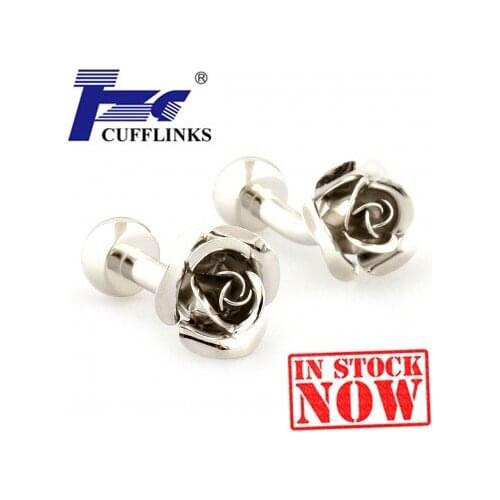 Siver Color Rose Cufflink Cuff Link 2 Pairs Free Shipping Promotion
