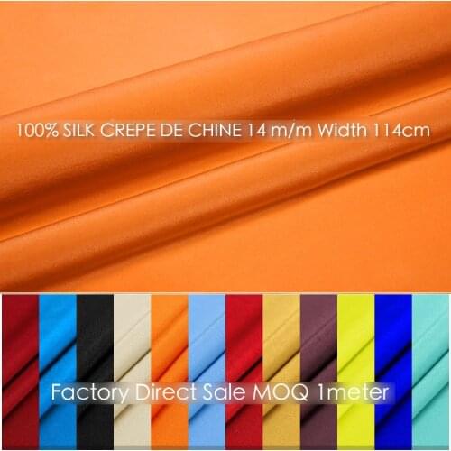 100% SILK CREPE DE CHINE 114cm width 14momme Pure Mulberry Silk Fabric/Batik Painting and Wedding Dress Fabric MOQ 1 meter 1-30