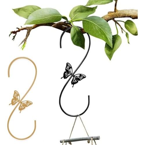 2 Pcs Butterfly Wrought Iron Hummingbird Feeding Flower Pot Exquisite Hook For Birdhouses Wind Games Durable Hook