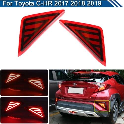 2-In-One LED Rear Bumper Reflector Light for Toyota CHR 2017-2019,functions as 3D LED lightbar Driving lights&RED Brake light
