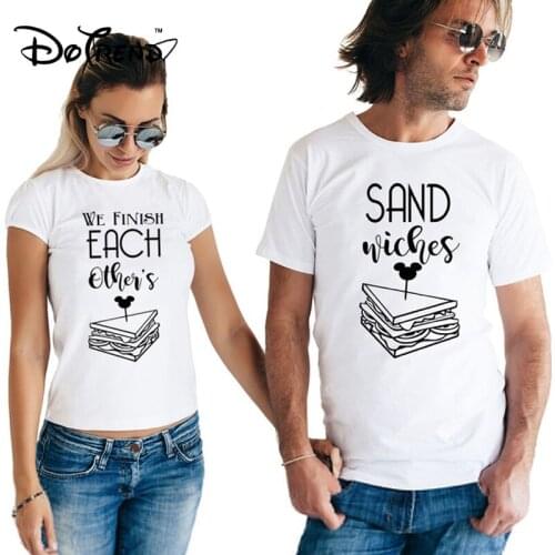 2019 Fahison Couple T Shirt We Finish Each Others Sandwiches Love Tops for Lovers Summer Men and Women Valentines Tops Tees