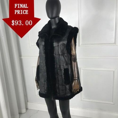 2020 New Sleeveless Coat Women Natural Sheepskin Waistcoat Cropped Windproof Warm Vest Female Slim High Quality