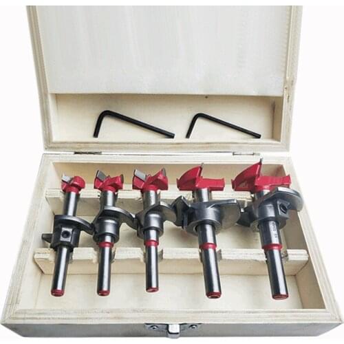 5Pcs/Box Hinge Hole Opener Woodworking Carbide Drill Bits Set Positioning Hole Saw Kit Adjustable 15-35mm Woodworking Tools
