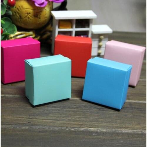 50pcs Colorful Small Square Paper Box With Lid Blank Color Folding Box For Candy Cookie Jewelry Gift Box Cardboard Craft Boxes