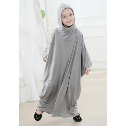 Abaya Modest Muslim Prayer Garment Dress Little Girls Muslim Kids Children Robe Vetement Hooded Vestido Musulman Ensemble Khimar