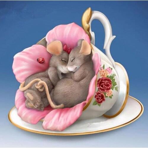 5D Diamond Painting Cup Mouse Couple DIY Diamond Embroidery Decor Home Rhinestones Flower Picture Mosaic Cross Stitch Gift
