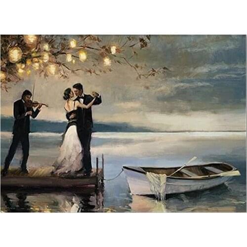 Diamond Painting Romantic music couple dancing River Ship Loveer cross stitch kits 3D diamond embroidery Christmas decor E1528
