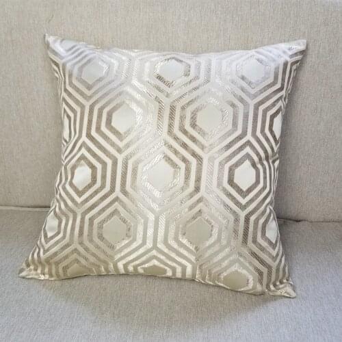 Contemporary Shiny Geometric Checks Woven Jacquard Decorative Pillow Case Dark Beige Sofa Chair Cushion Cover 45x45cm 1pc/lot