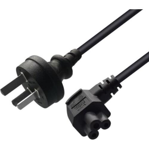 Black Elbow 1.0M PVC Copper 10A 125V/250V Australia New Zealand AU to C5 extension cord power cable 3*0.75mm