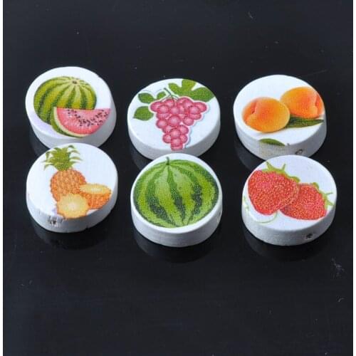 Mixed fruit Paintied Wooden Spacer Beads For kids handwork Jewelry 20mm 50pcs MT0414