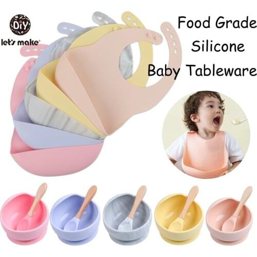 Baby Feeding Dishes Tableware Spoon Food Dinnerware Childrens Dishes Dining Plate Soft Suction Fixing BPA Free Silicone Bowl