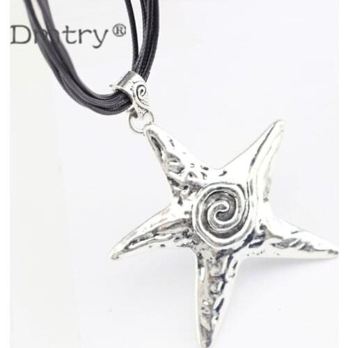 Dmtry 2pcs Wholesale Brand Ancient Silver Zinv Alloy Big Starfish Necklace Charms Jewelry Making DIY Findings Charms LC0100