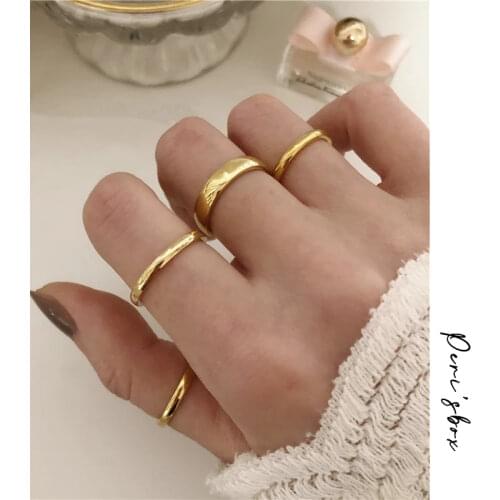 PerisBox 9 Sizes Polished Wide Thin Gold Rings Titanium Steel Geometric Rings for Women Round Circle Minimalist Ring 2020 New