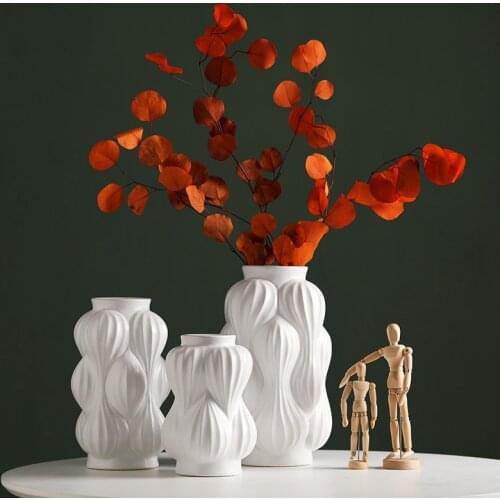 Nordic Creative Ceramic Relief Art Vase Decoration Living Room Study Flower Arrangement Vase Home Decorat Ornaments