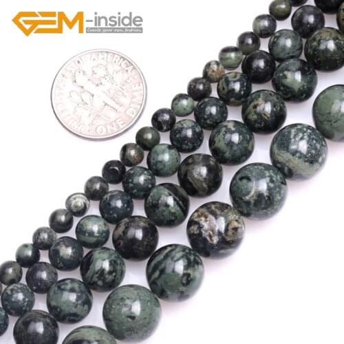 Round Natural Dark Blue Rhyolite Kambaba Jaspers Loose Beads for Jewelry Making DIY 4mm 6mm 8mm 10mm Strand 15" Wholesale