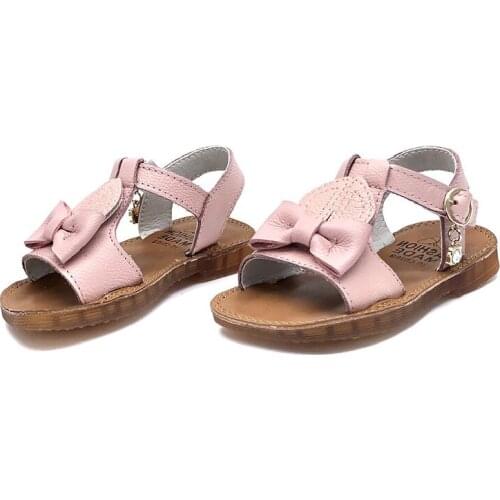 2020 Genuine Leather Girls Summer Sandals Baby Toddler Kids Shoes With Bow Rabbit Ear Sweet Princess Soft Childrens Beach Shoes