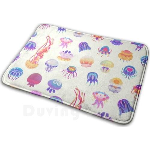 Jellyfish Day - Pastel Carpet Mat Rug Cushion Soft Jellyfish Marine Life Invertebrate Biology Scuba Ocean Summer Cute