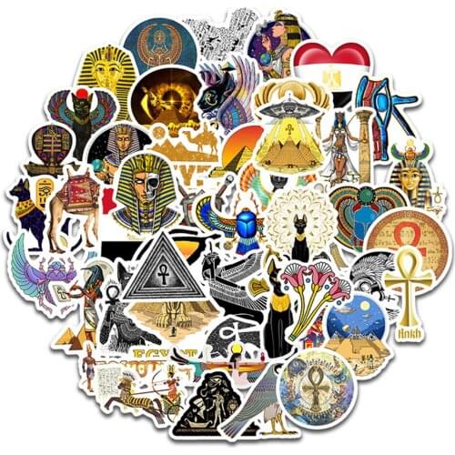 50PCS Retro Mummies Of Egyptian Pyramids Stickers For Guitar Kids Toy Motorcycle Skateboard Snowboard Luggage Decals Sticker F4