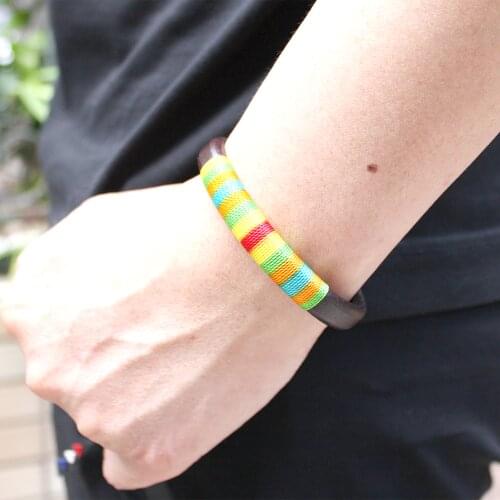 2021 classic high quality new leather rope weaving color mens punk style bracelet Jewelry Gift female couple