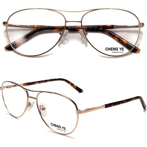 Aviation Eyeglasses Frame Men Gold Grey Glasses Man Spectacles Size 55-15-138 Vintage Nerd Eyewear for Optic Prescription