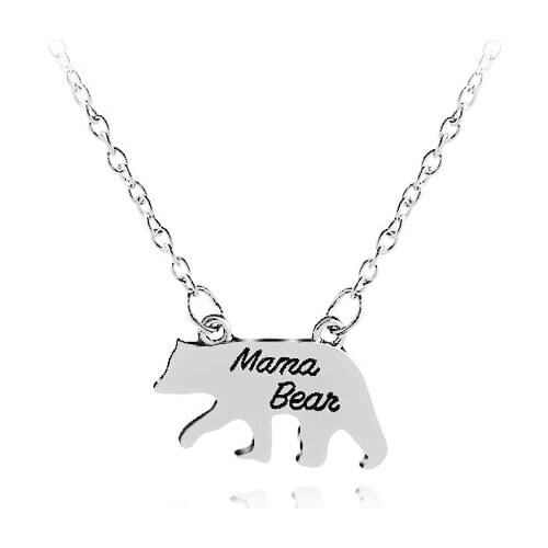 30 English alphabet Mama Baby Bear animal Pendant Necklaces letter Enamel Bar Fashion Mother and Daughter Son necklace