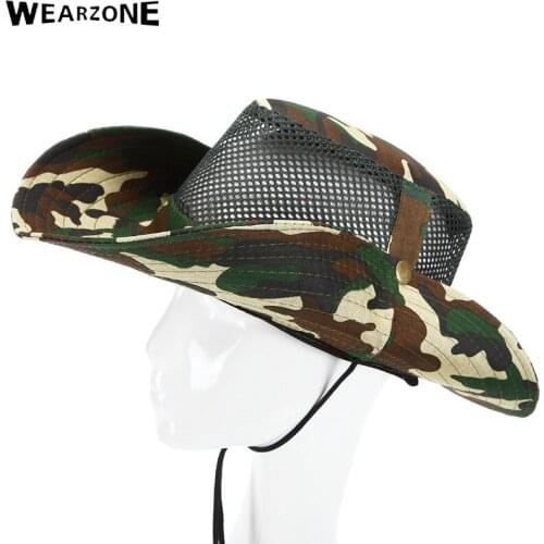 Camouflage hats for men bucket hat BobSunscreen Casual SunHat women Wide Brim Anti-UV Fishing Mesh Hats Hiking bone caps for men