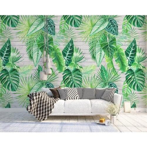 Custom Wall Wallpaper European Style Retro Hand Painted Rain Forest Plant Banana Leaf Wall Painting Wallpaper 3D Beibehang