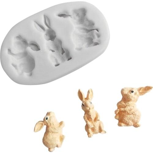 DIY Fondant Making Mold Silicone Cartoon Rabbit Shape Chocolate Cake Moulds Bake Supplies J2Y