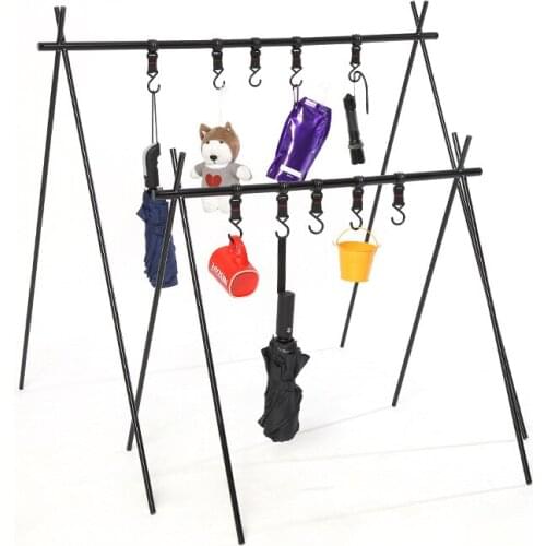 Folding Hanging Rack Home Clothes Hanging Rack Outdoor Travel Camping Shelf Triangle Rack Assembly Storage Picnic Rack