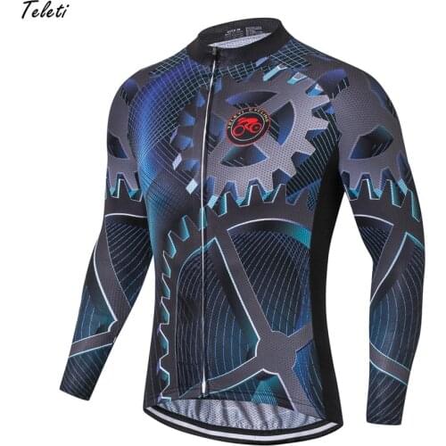 Teleyi 2021 Pro Bike Team Cycling Clothing Men Long Sleeve Racing Cycling Jersey Top Autumn Polyester mtb Bicycle Jersey Jacket