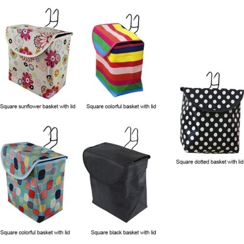 Bicycle Front Basket With Cover Waterproof Canvas Large Capacity Folding Mountain Bike Front Basket Hanging Basket Accessories