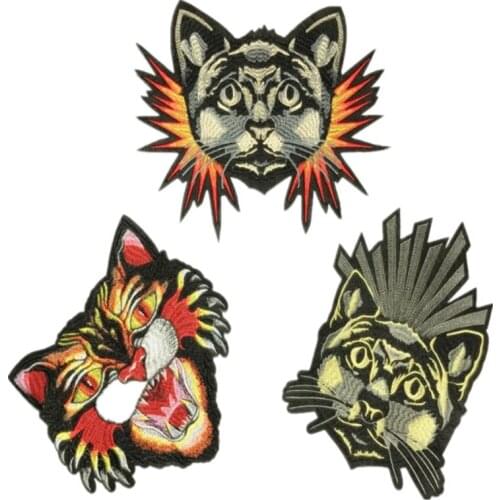 One piece of embroidered patch iron-on tiger head decorative accessories DIY make clothes applique