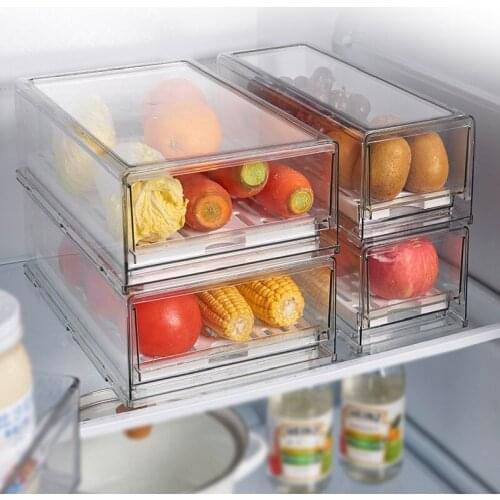Refrigerator Food Storage Drawer Containers Platic Transparent Large Fruit Storage Boxes Dust-proof Draining Kitchen Organizer