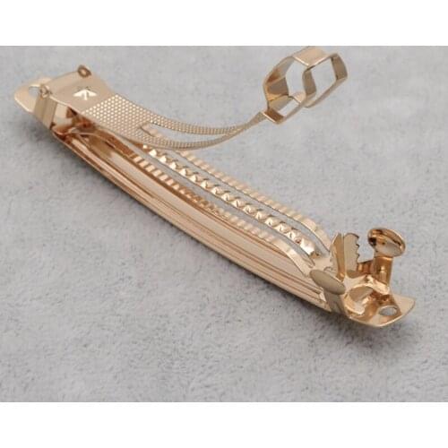 10pcs French Barrette Style Spring Hair Clips Automatic Clip Blank Width Setting Rhodium Bow Hairpin Supplies For Jewelry Making