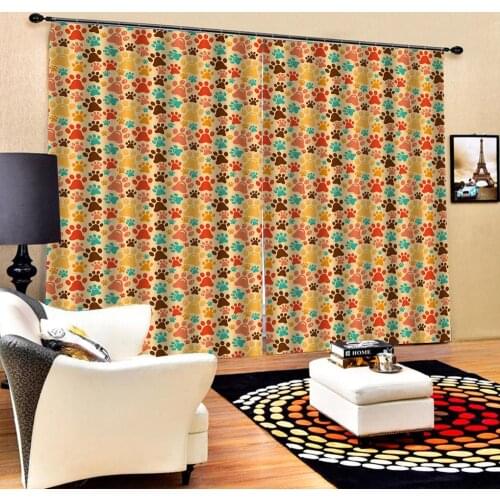 Foot print curtains photo Blackout Window Drapes Luxury 3D Curtains For Living room Bed room Office Hotel Home