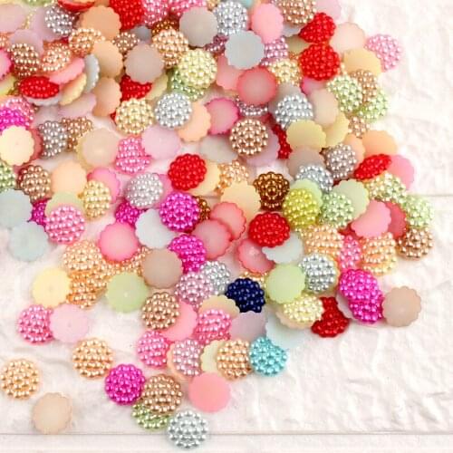 100pcs 13mm Mixed Half Round Spot Pearls Flatbacks Embellishments DIY Phone Decorations Scrapbooking Crafts Cardmaking