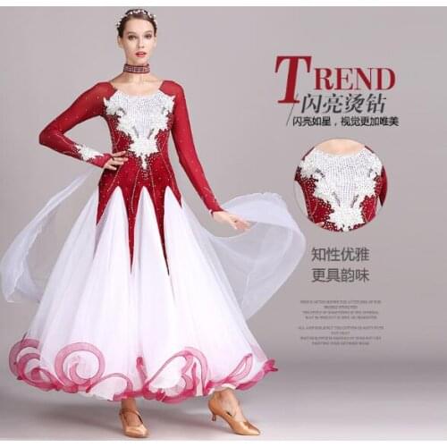 Ballroom Dance Dresses Women New Sexy long sleeve Standard Waltz Dancing Costume Adult Black Ballroom Competition Dresses S7017