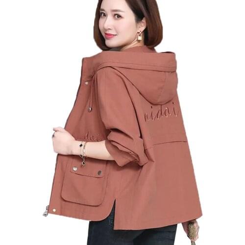 Womens Coat Spring Autumn Loose Large Size 2021 New Ladies Windbreaker Outerwear Casual All-Match Workwear Jacket Female Top
