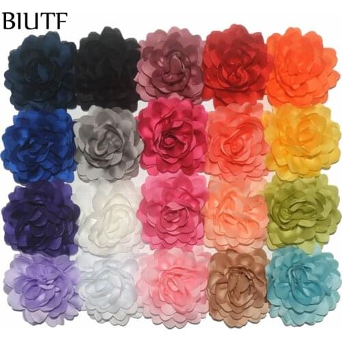 100pcs/lot 3.2'' Gorgeous Wavy Satin Ribbon Fabric Flower for Fancy Hairclip Accessories Wedding Decor Home DIY TH277