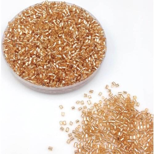 16g 1000pcs 2*3mm Blue Light Gold Silver Lined Tube Loose Spacer Beads Cezch Glass Seed Beads Handmade Jewelry DIY Garment Bead