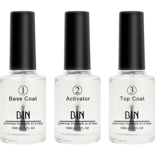 3pcs/set 15ML Nail Color Dip Dipping Powder Pro Polish Starter Kit Base Top Coat Activator 652C