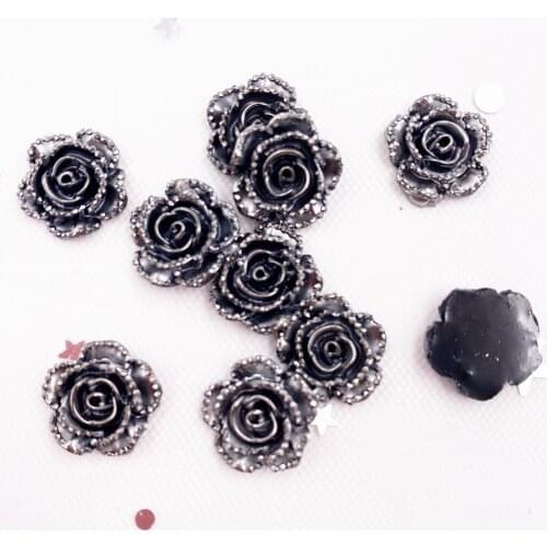 40Pcs 14mm Resin Gun Rose Flatback Flower Stone Gems Scrapbook Wedding Ornaments Applique Crafts DIY SL082