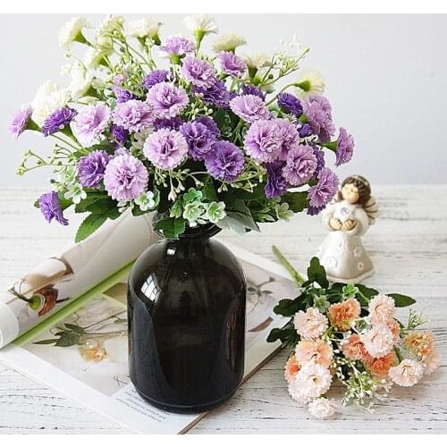 7pcs 20 Heads Small Lilac Bouquet Artificial Silk Flower for Home Decoration Wedding Holding Fake Flower Decoration Diy Material