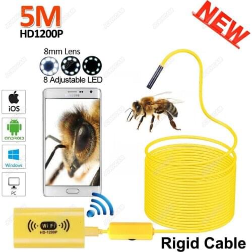 8LED 10m WiFi Endoscope Camera 1200P HD 8mm Borescope Camera IP68 Waterproof Pipe Inspection Camera Endoscope For Android IOS