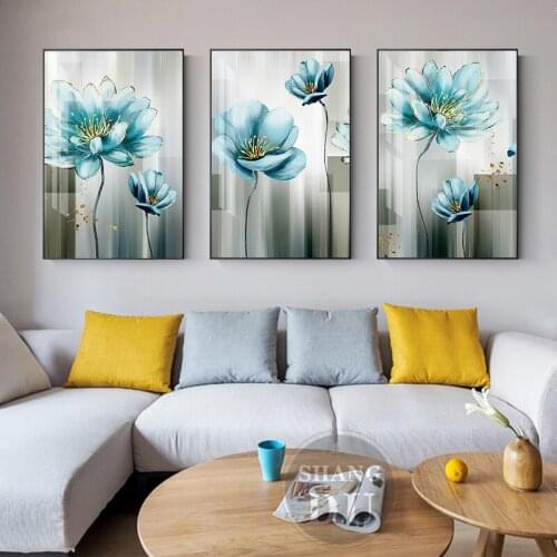 DIY 5D Diamond Painting Golden Blue Beautiful Flower Cross Stitch Kits Full Drill Diamond Embroidery Mosaic Home Decoration