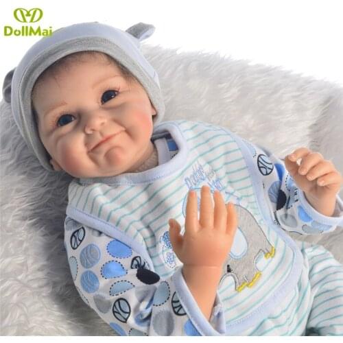 Bebe reborn doll 22 inch lifelike newborn baby boy pop soft silicone baby dolls toys for children present