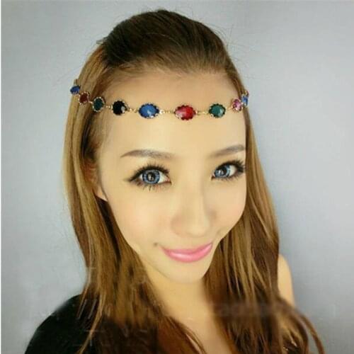 Bohemia Fashion Headwear Hair hoop Headbands Colour Hairwear Resin Woman Beach Green Ellipse Wholesale