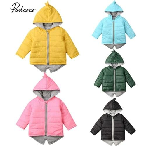 Brand Toddler Kid Baby Girl Boy Hoodies Solid Outwear Coat 3d Dinosaur Cotton Winter Warm Hooded Jacket