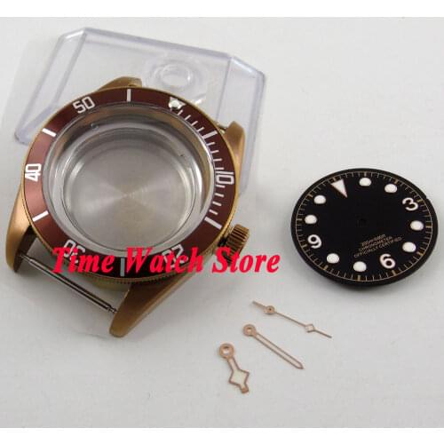 41mm brown bezel sapphire glass watch case fit ETA 2836 MIYOTA movement with dial and hands