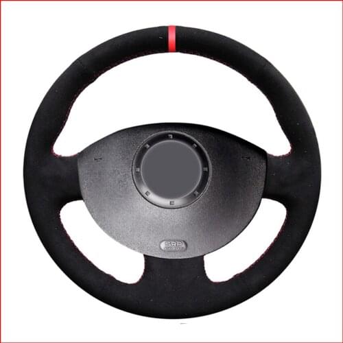 Black Suede Steering Wheel Cover for Renault Megane 2 2003-2008 Kangoo 2008-2012 Scenic 2 2003-2009